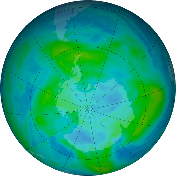 Antarctic ozone map for 17 March 1987